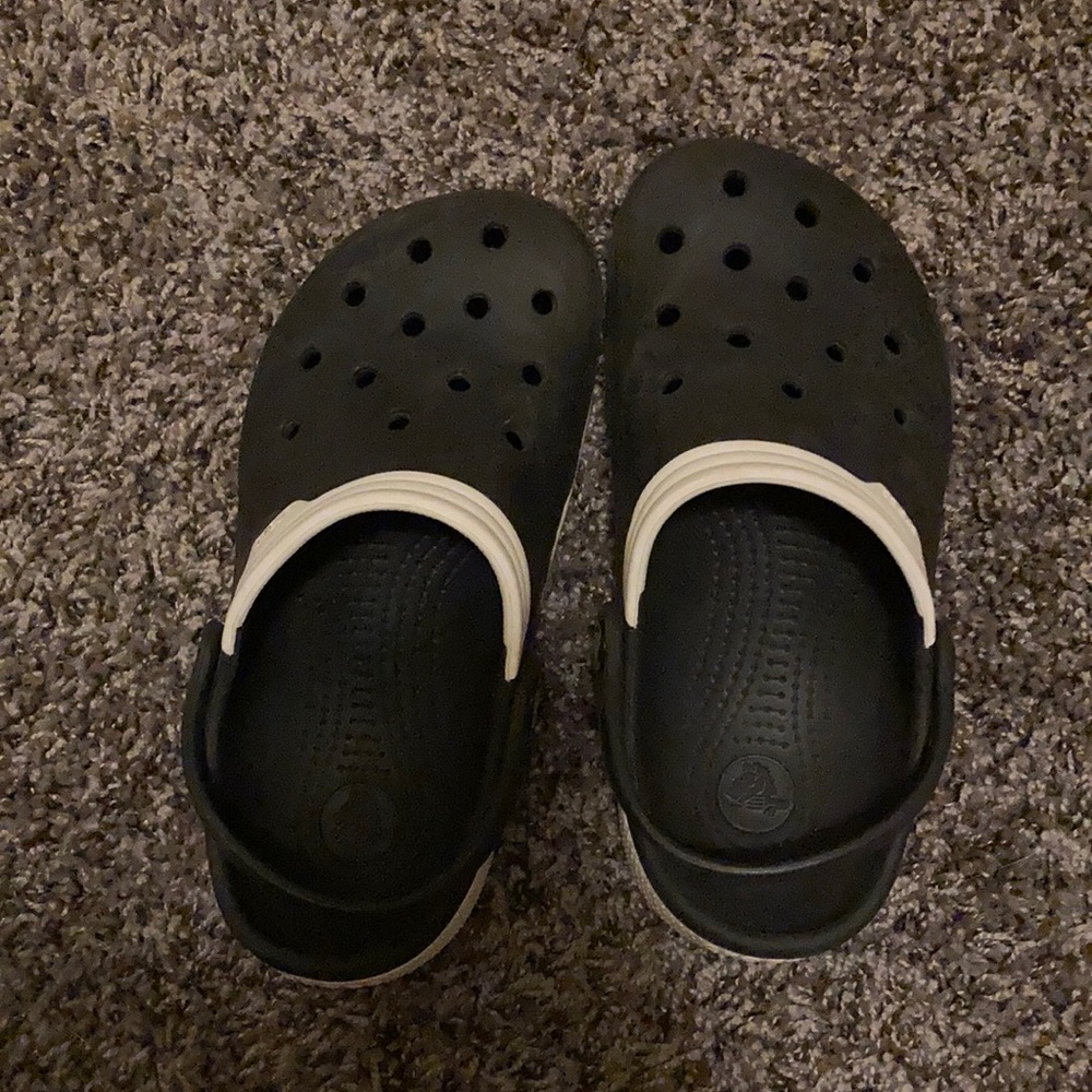Black and white Crocs